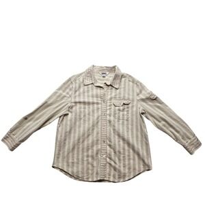 Blast Striped‎ Button Up Linen Blend Boho Cottagecore Women PL